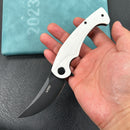 KUBEY KU173D Scimitar Liner Lock Folding Knife White G10 Handle 3.46" Blackwash AUS-10