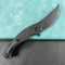 KUBEY KU173F Scimitar Liner Lock Folding Knife Black G10 Handle 3.46" Blackwash AUS-10