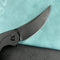 KUBEY KU173F Scimitar Liner Lock Folding Knife Black G10 Handle 3.46" Blackwash AUS-10