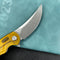 KUBEY KU173A Scimitar Liner Lock Folding Knife Ultem Handle 3.46" Blasted Stonewashed AUS-10