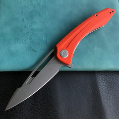 KUBEY KU345B Merced Folding Knife 3.46" Beadblasted AUS-10 Blade With Durable Orange G10 Handle Reliable Tactical Pocket Knife