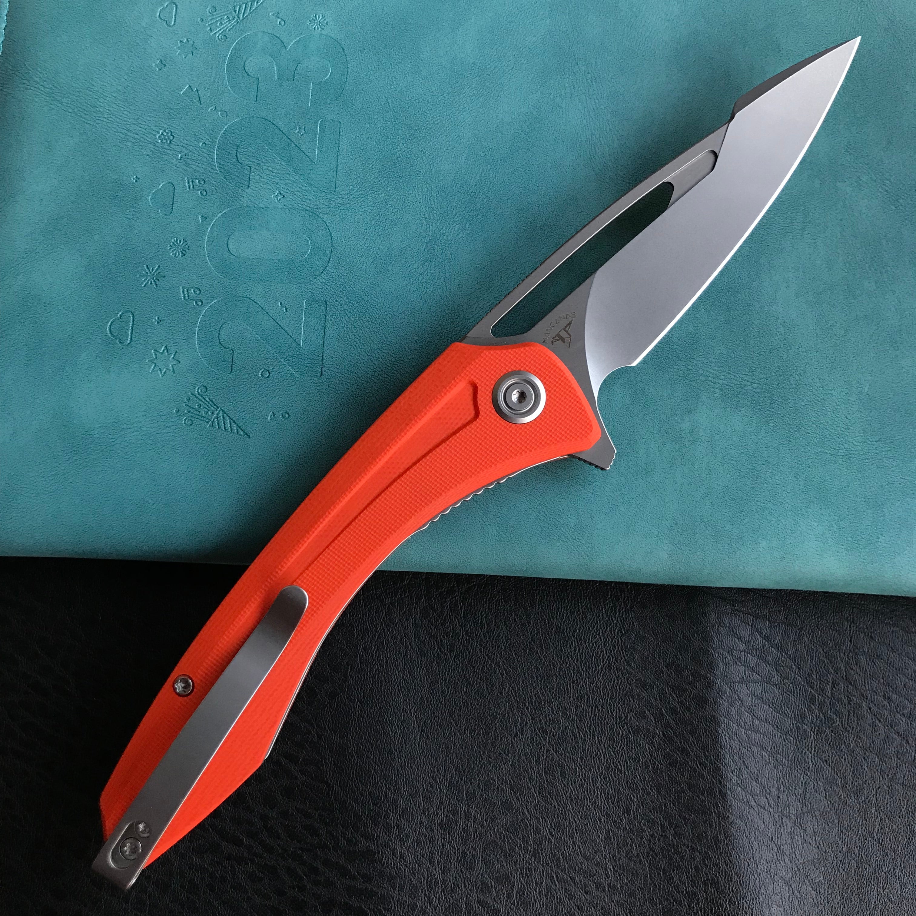 KUBEY KU345B Merced Folding Knife 3.46" Beadblasted AUS-10 Blade With Durable Orange G10 Handle Reliable Tactical Pocket Knife