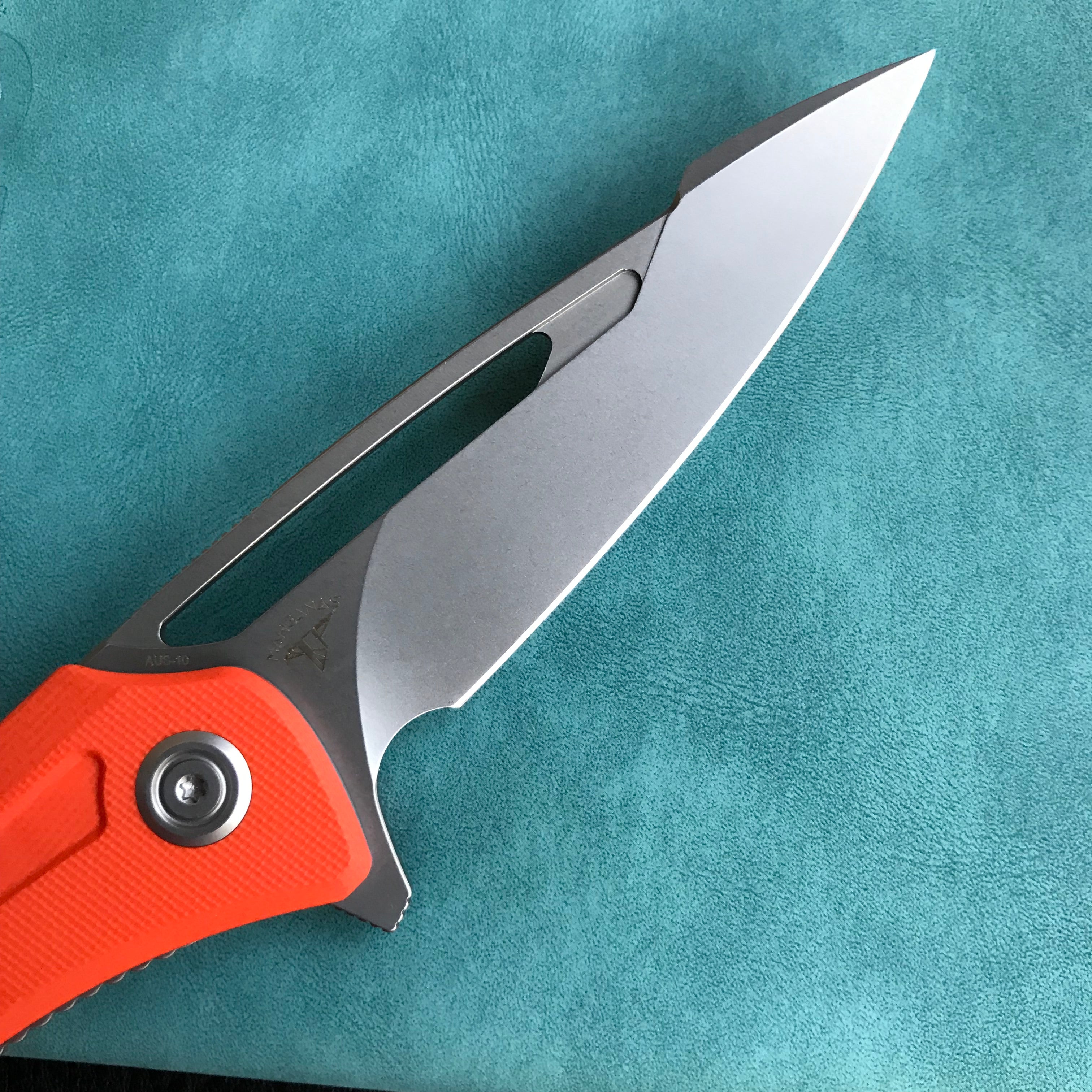 KUBEY KU345B Merced Folding Knife 3.46" Beadblasted AUS-10 Blade With Durable Orange G10 Handle Reliable Tactical Pocket Knife