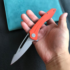 KUBEY KU345B Merced Folding Knife 3.46" Beadblasted AUS-10 Blade With Durable Orange G10 Handle Reliable Tactical Pocket Knife