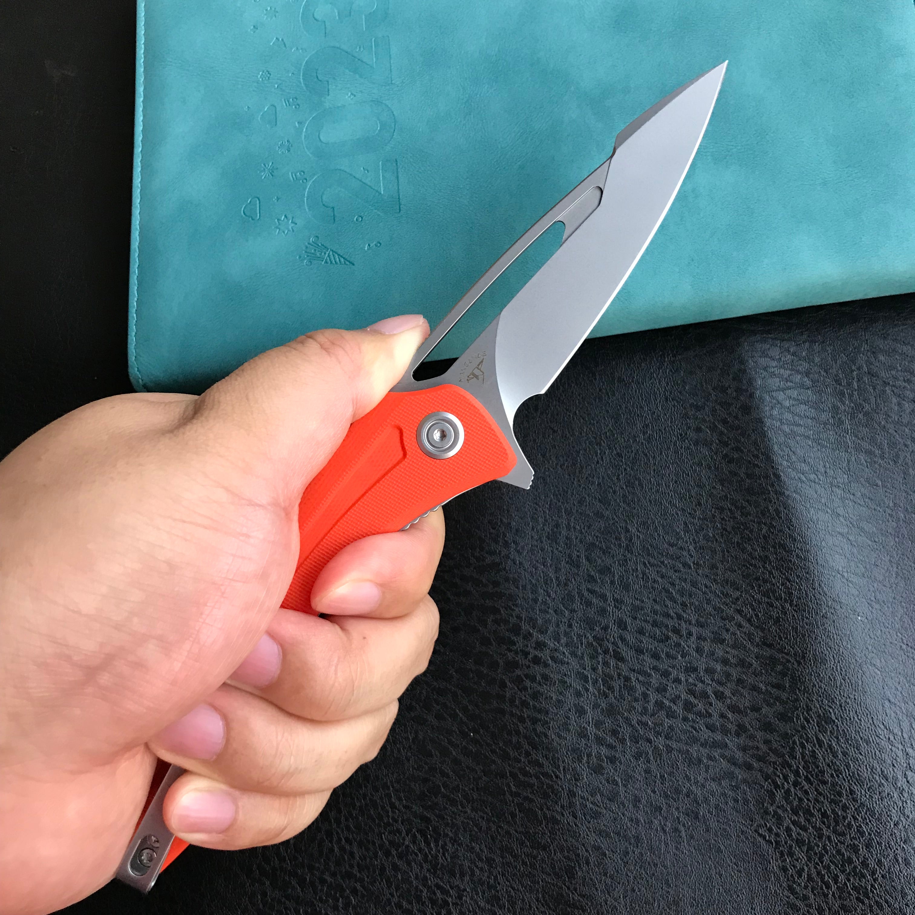 KUBEY KU345B Merced Folding Knife 3.46" Beadblasted AUS-10 Blade With Durable Orange G10 Handle Reliable Tactical Pocket Knife