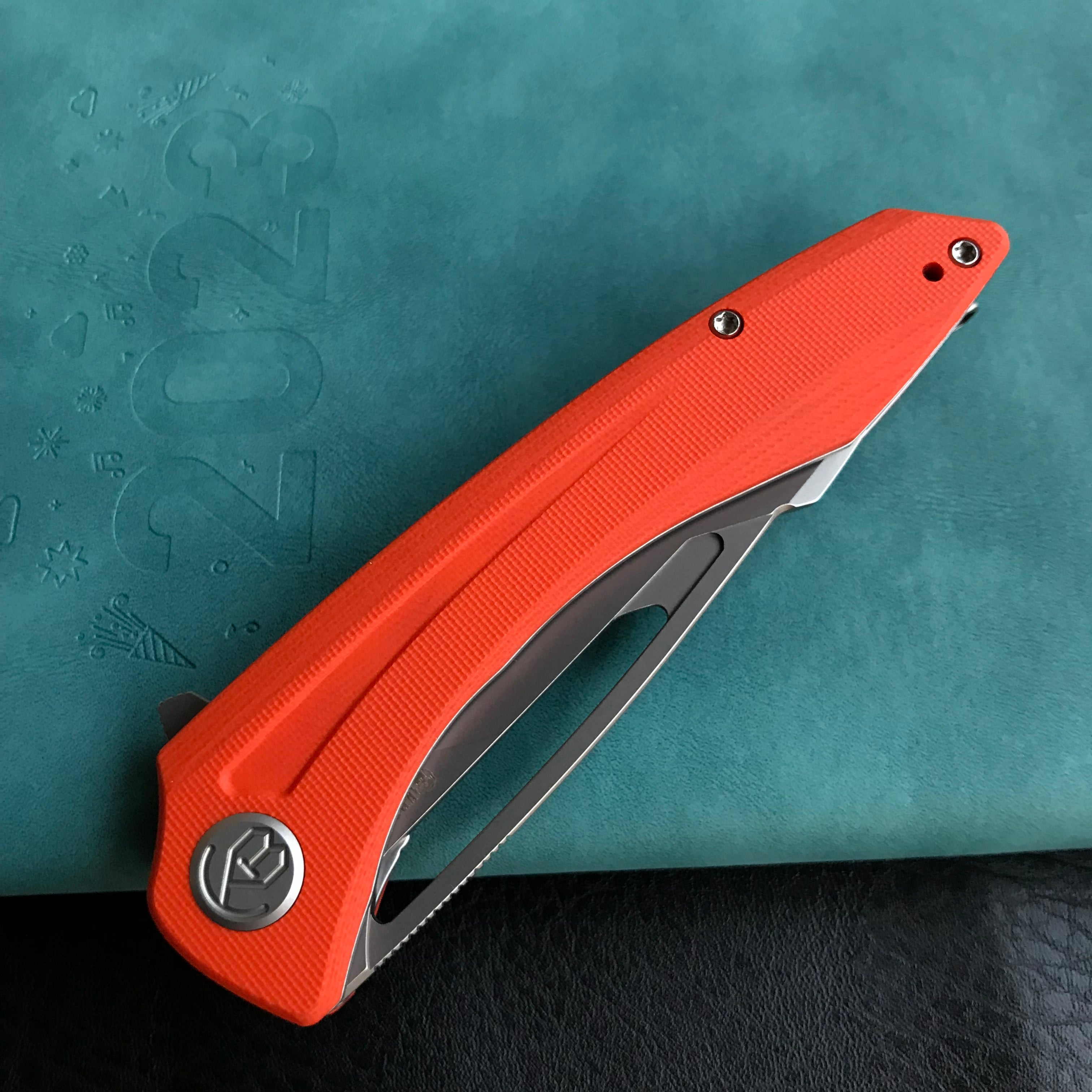 KUBEY KU345B Merced Folding Knife 3.46" Beadblasted AUS-10 Blade With Durable Orange G10 Handle Reliable Tactical Pocket Knife