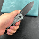 KUBEY KU358  Master Chief Outdor Folding Pocket Knife Black&White G10 Handle 3.43" Blackwash  AUS-10