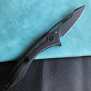 KUBEY KU345F Merced Folding Knife 3.46" Blackwash AUS-10 Blade With Durable Black G10 Handle Reliable Tactical Pocket Knife