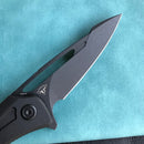 KUBEY KU345F Merced Folding Knife 3.46" Blackwash AUS-10 Blade With Durable Black G10 Handle Reliable Tactical Pocket Knife