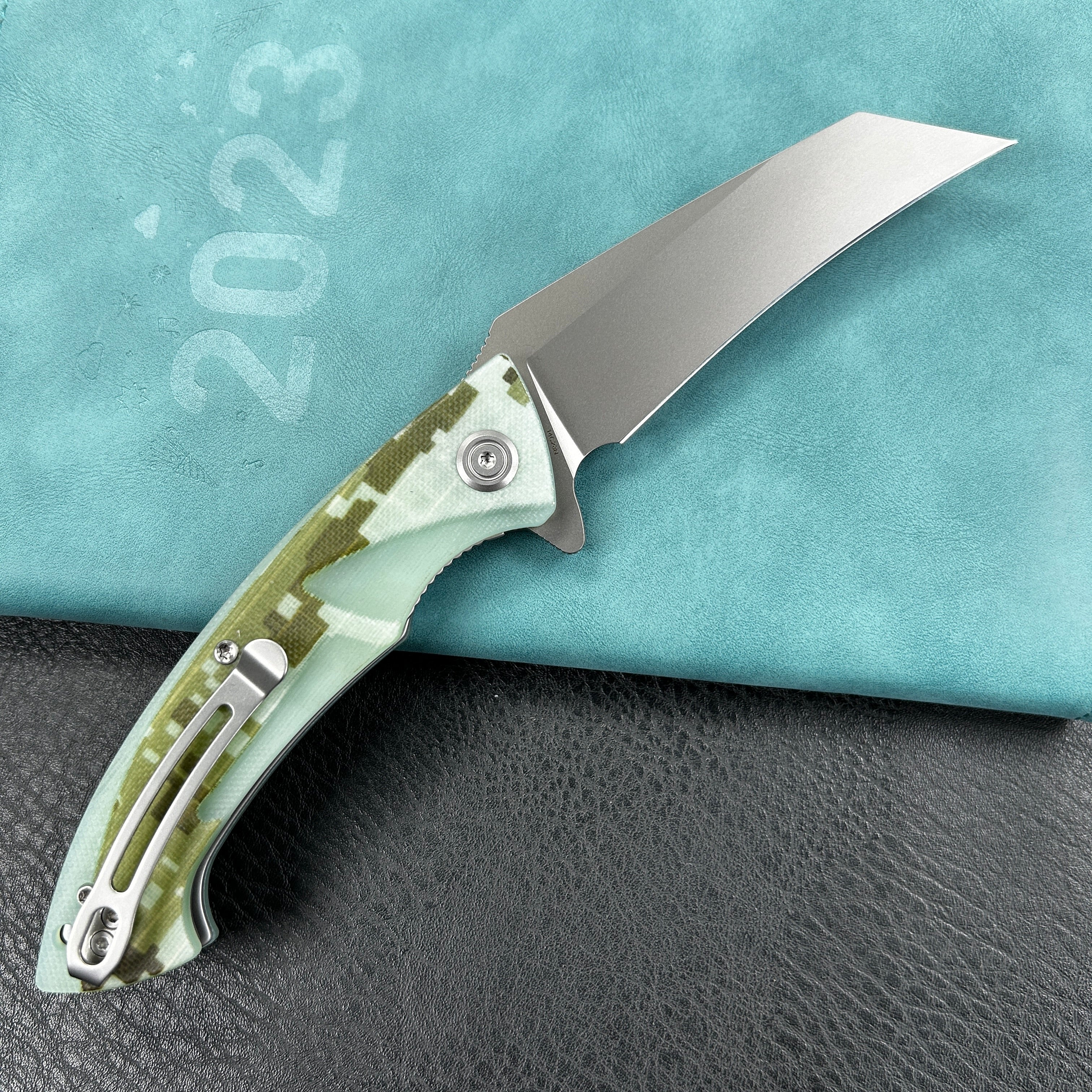 KUBEY KU212J Anteater Liner Lock Folding Knife Camo G10 Handle 3.5" Sandblast 14C28N