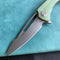 KUBEY  KU345D Merced Folding Knife 3.46" Beadblasted AUS-10 Blade With Durable Jade G10 Handle Reliable Tactical Pocket Knife