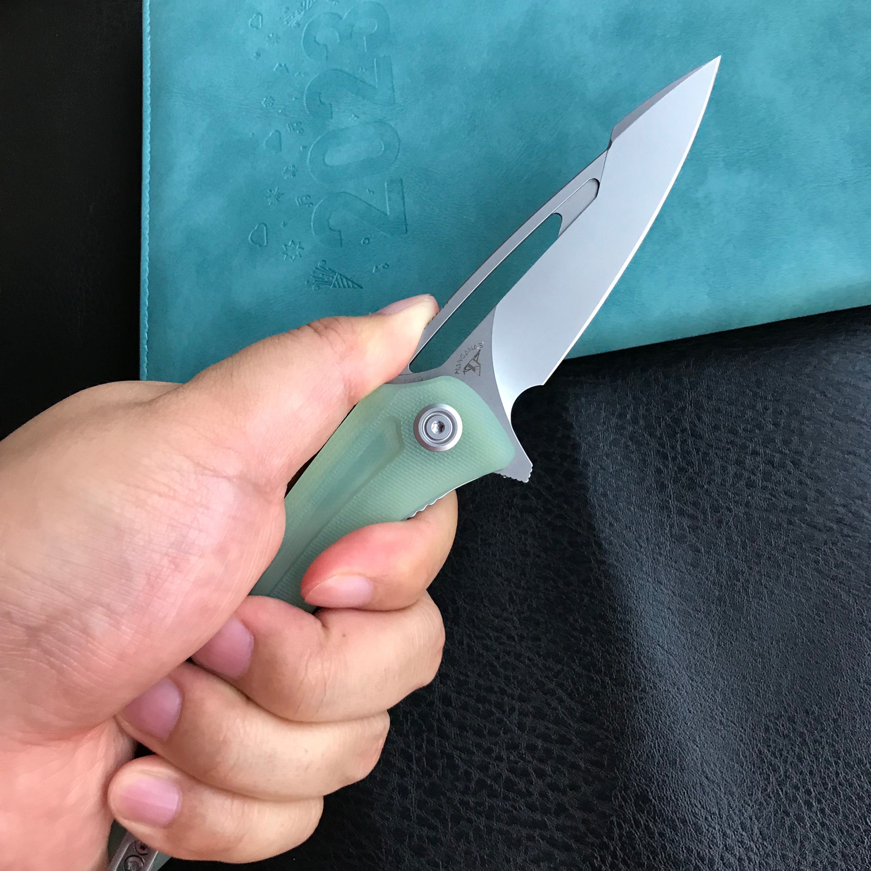 KUBEY  KU345D Merced Folding Knife 3.46" Beadblasted AUS-10 Blade With Durable Jade G10 Handle Reliable Tactical Pocket Knife