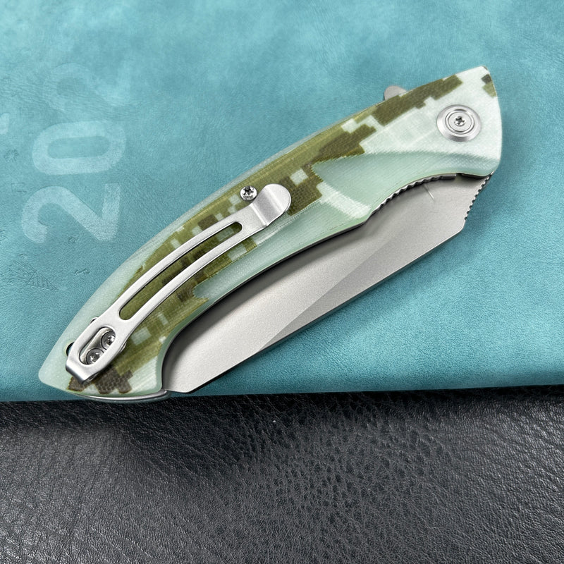 KUBEY KU212J Anteater Liner Lock Folding Knife Camo G10 Handle 3.5" Sandblast 14C28N