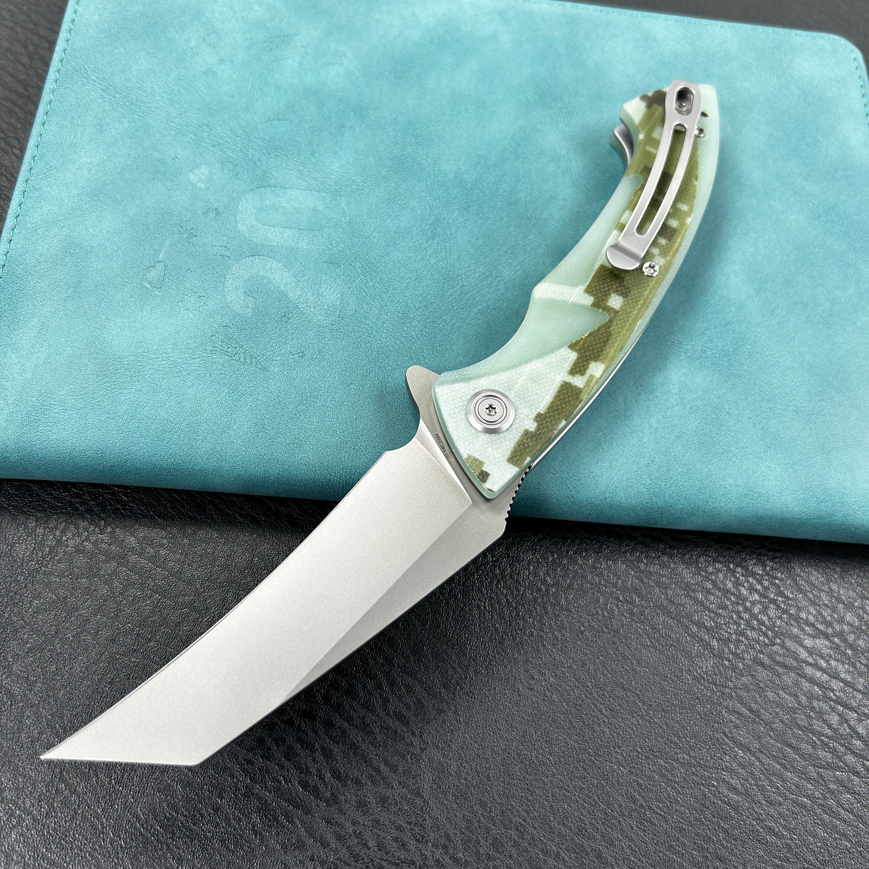 KUBEY KU212J Anteater Liner Lock Folding Knife Camo G10 Handle 3.5" Sandblast 14C28N