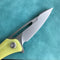 KUBEY KU345H  Merced Folding Knife 3.46" Beadblasted AUS-10 Blade With Durable Translucent Yellow G10 Handle Reliable Tactical Pocket Knife