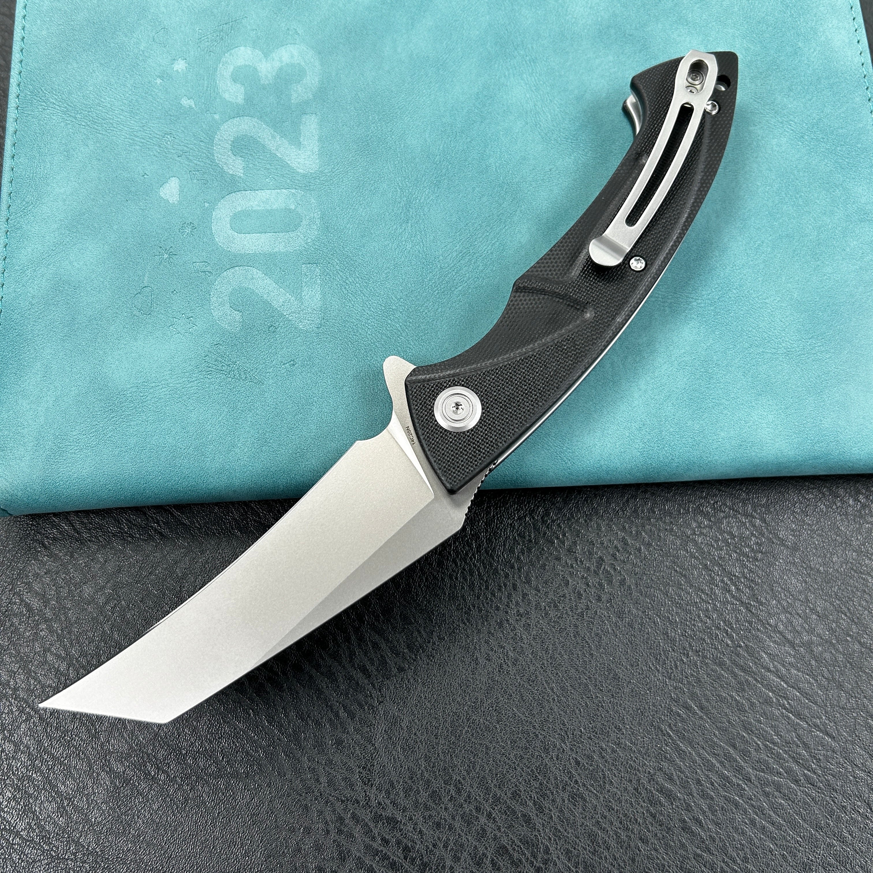 KUBEY KU212I Anteater Liner Lock Folding Knife Black G10 Handle 3.5" Sandblast 14C28N