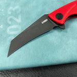 KUBEY knife KU212F Anteater Liner Lock Folding Knife Red G10 Handle 3.5" Blackwash 14C28N