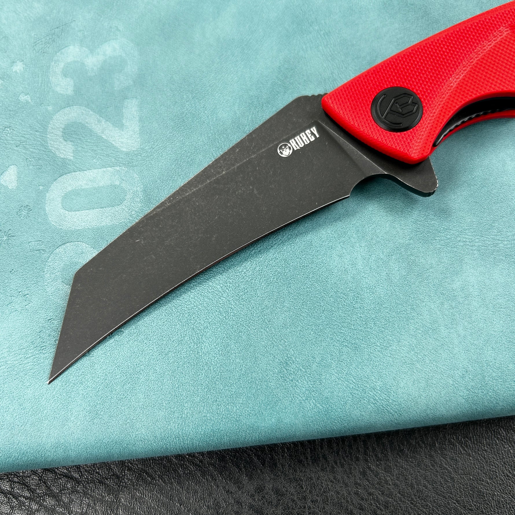 KUBEY knife KU212F Anteater Liner Lock Folding Knife Red G10 Handle 3.5" Blackwash 14C28N