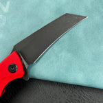 KUBEY knife KU212F Anteater Liner Lock Folding Knife Red G10 Handle 3.5" Blackwash 14C28N