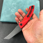 KUBEY knife KU212F Anteater Liner Lock Folding Knife Red G10 Handle 3.5" Blackwash 14C28N