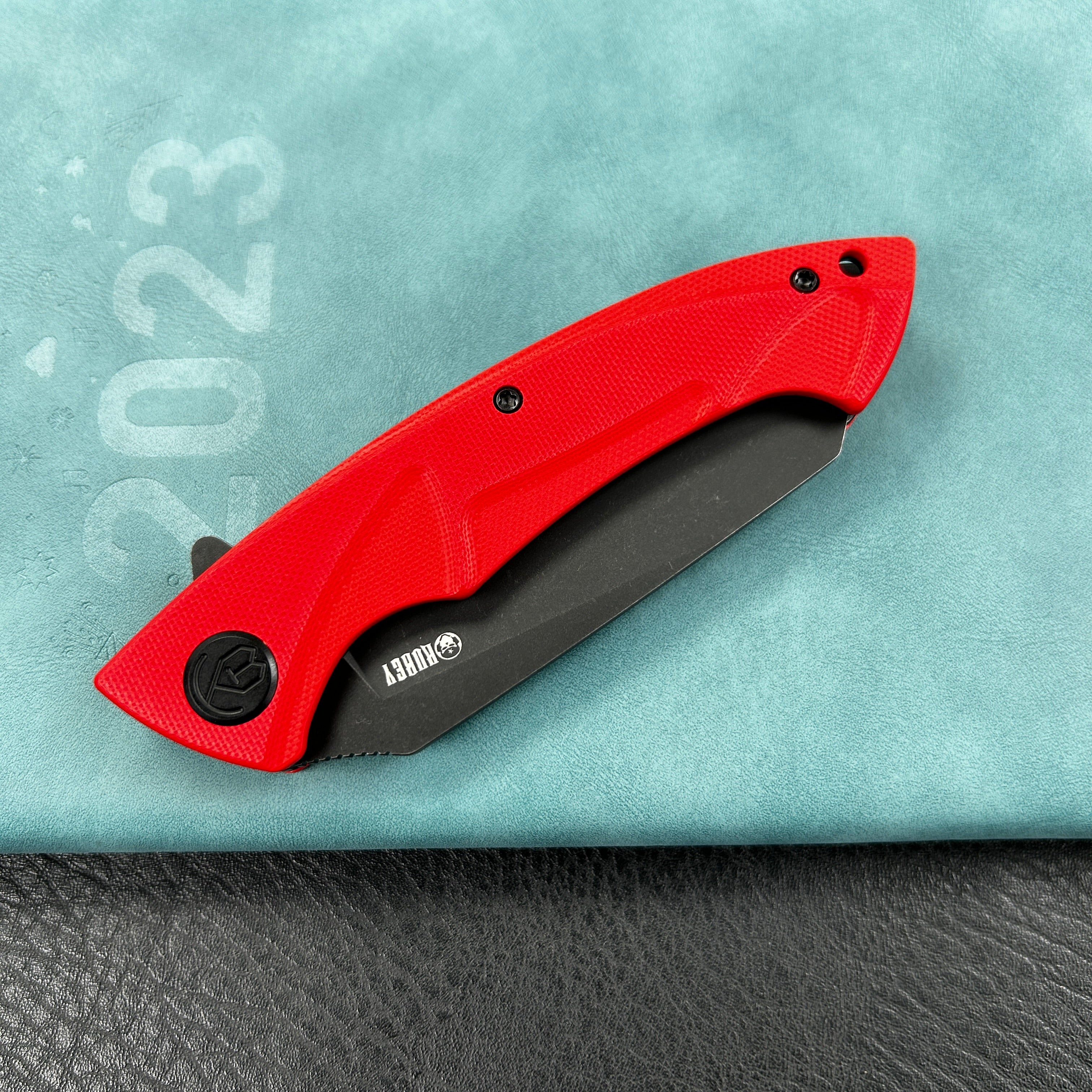 KUBEY KU212F Anteater Liner Lock Folding Knife Red G10 Handle 3.5" Blackwash 14C28N