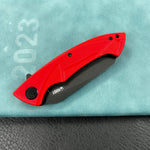 KUBEY knife KU212F Anteater Liner Lock Folding Knife Red G10 Handle 3.5" Blackwash 14C28N