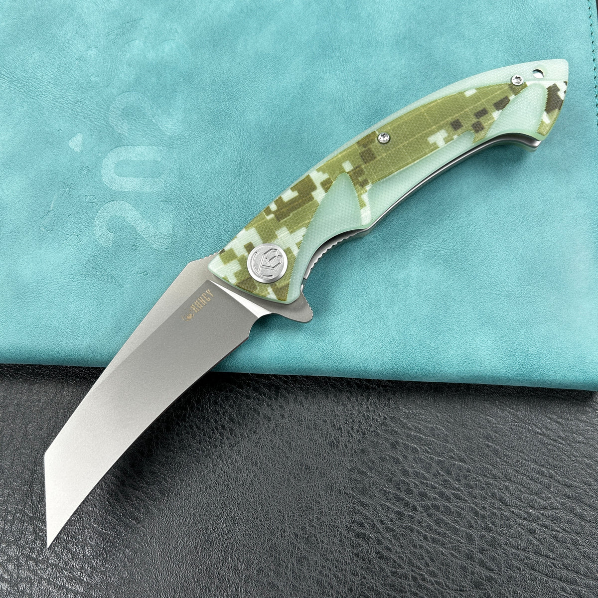 KUBEY KU212J Anteater Liner Lock Folding Knife Camo G10 Handle 3.5" Sandblast 14C28N