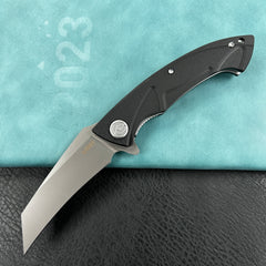 KUBEY KU212I Anteater Liner Lock Folding Knife Black G10 Handle 3.5" Sandblast 14C28N