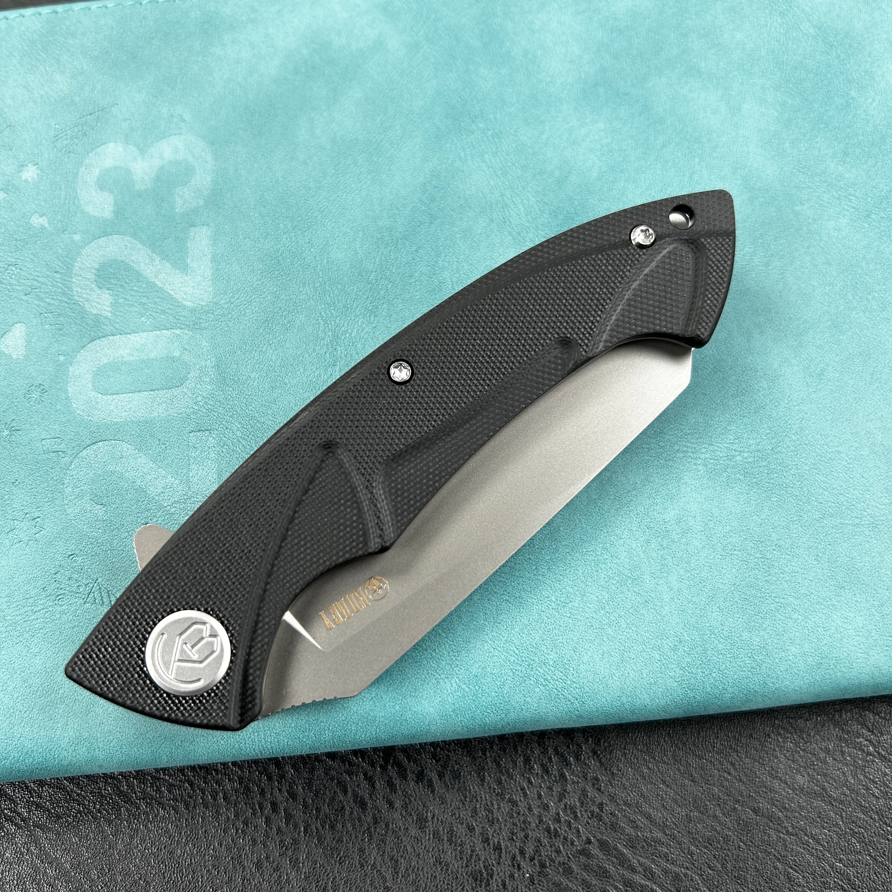 KUBEY KU212I Anteater Liner Lock Folding Knife Black G10 Handle 3.5" Sandblast 14C28N