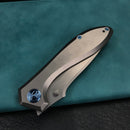 KUBEY KB314Q Ruckus Liner Lock Folding Knife Gray Ti Handle 3.31" Bead Blasted CPM 20CV