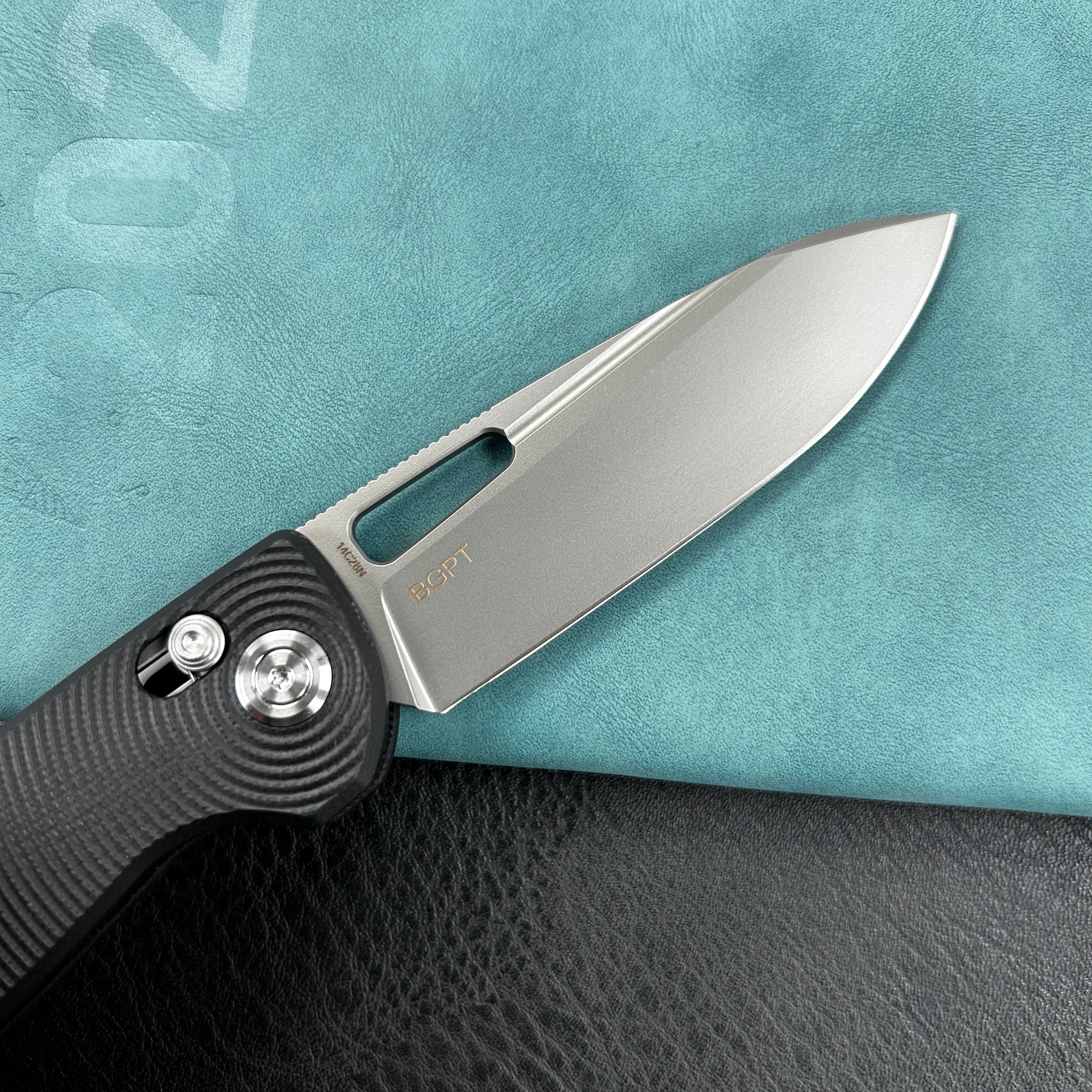 KUBEY KU248 Bluff Axis lock Folding Knife Black  G10 Handle Sandblast 14C28N