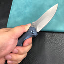 KUBEY KB314R Ruckus Liner Lock Folding Knife Blue Ti Handle 3.31" Bead Blasted CPM 20CV