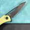 KUBEY  KU345C Merced Folding Knife 3.46" Blackwash AUS-10 Blade With Durable Translucent Yellow G10 Handle Reliable Tactical Pocket Knife