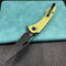 KUBEY  KU345C Merced Folding Knife 3.46" Blackwash AUS-10 Blade With Durable Translucent Yellow G10 Handle Reliable Tactical Pocket Knife