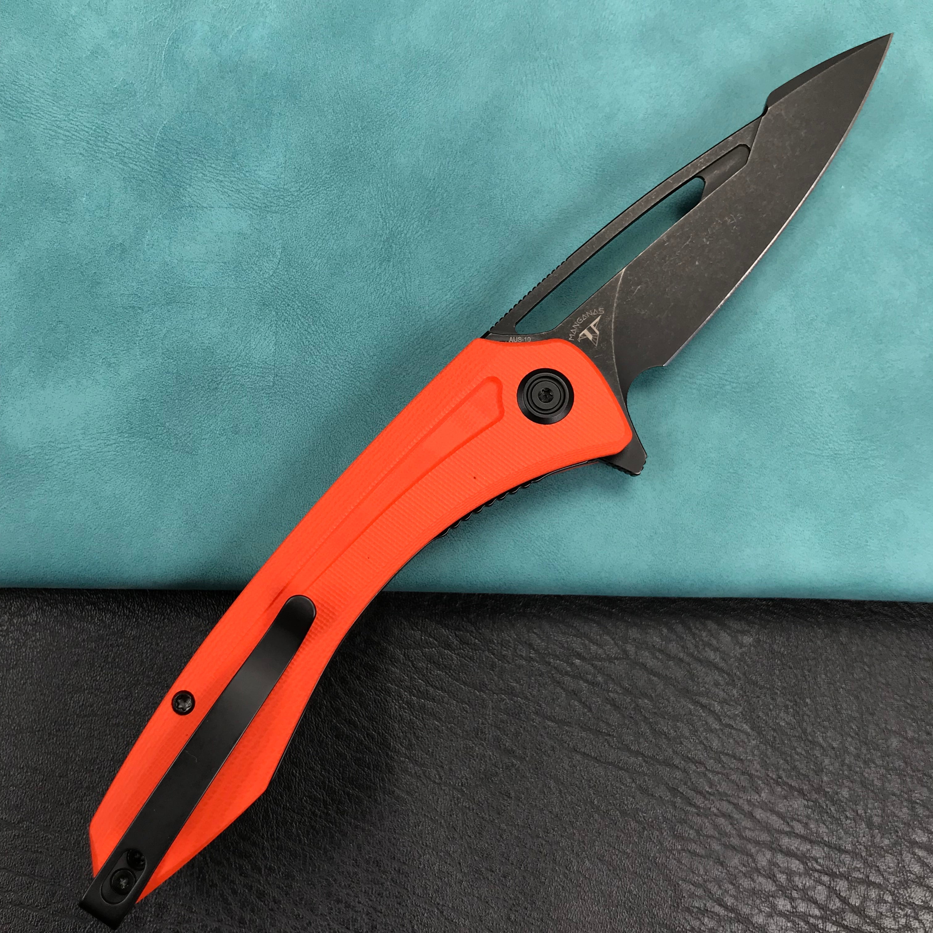 KUBEY KU345G Merced Folding Knife 3.46" Blackwash AUS-10 Blade With Durable Orange G10 Handle Reliable Tactical Pocket Knife