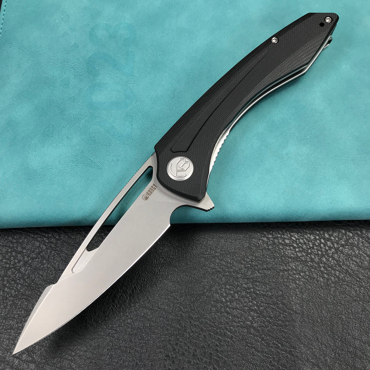 KUBEY KU345A  Merced Folding Knife 3.46" Beadblasted AUS-10 Blade With Durable Black G10 Handle Reliable Tactical Pocket Knife