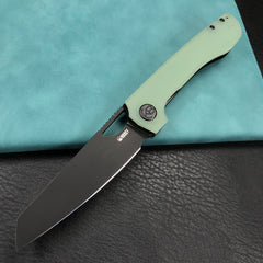 KUBEY KU365D Elang Liner Lock Folding Knife Jade G10 Handle 3.94" Blackwashed Sheepsfoot AUS-10