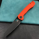 KUBEY KU365B Elang Liner Lock Folding Knife Orange G10 Handle 3.94" Blackwashed Sheepsfoot AUS-10