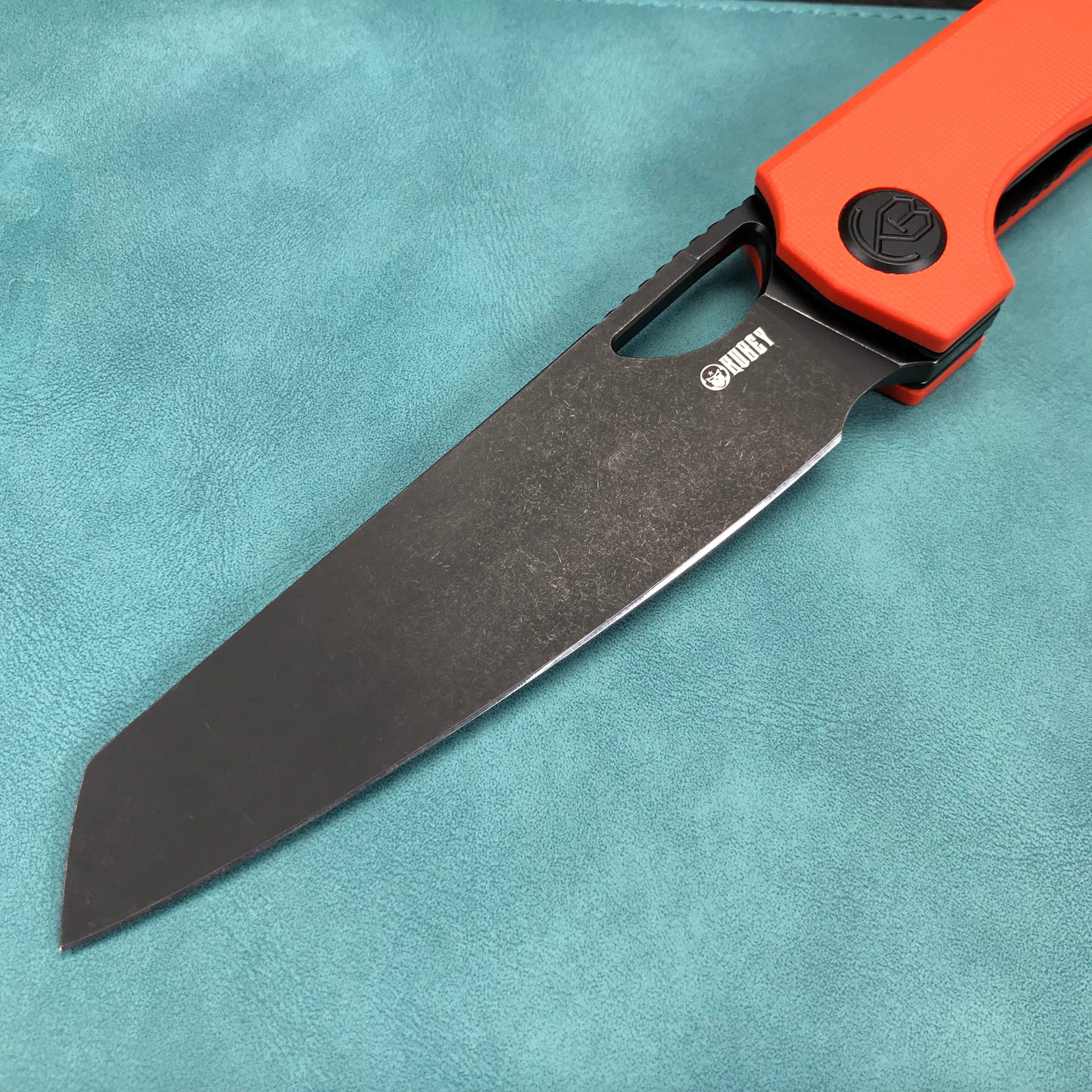 KUBEY KU365B Elang Liner Lock Folding Knife Orange G10 Handle 3.94" Blackwashed Sheepsfoot AUS-10