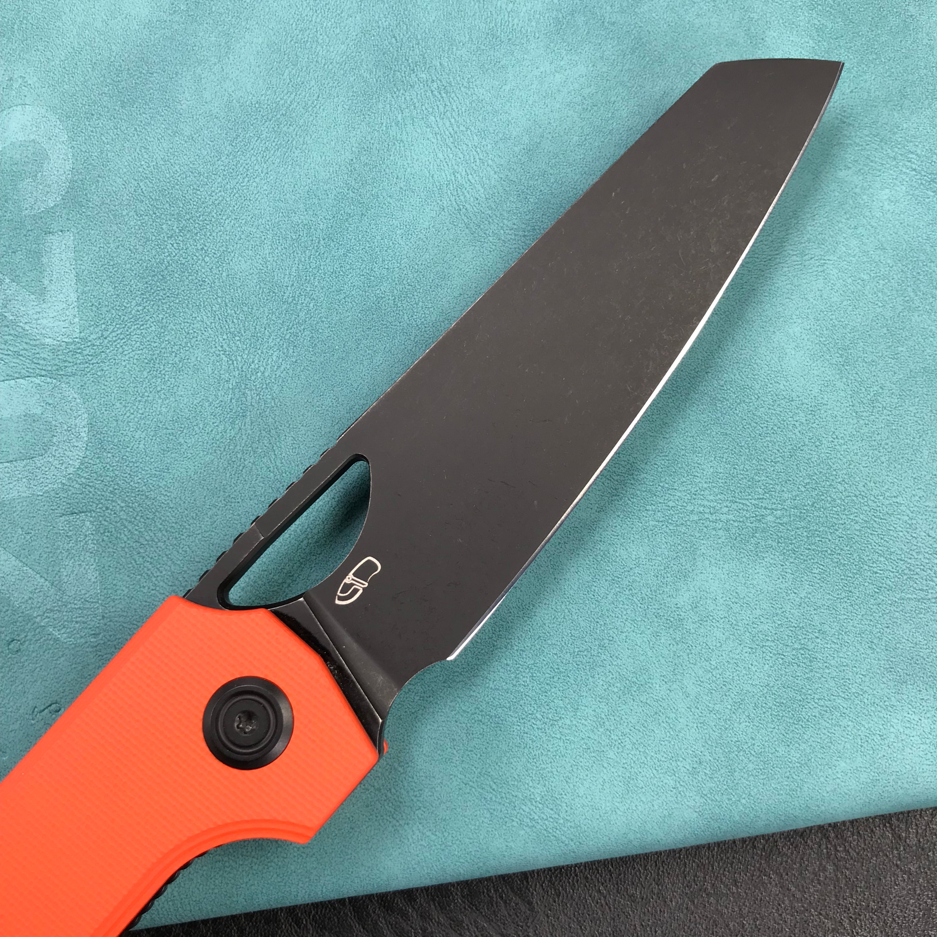 KUBEY KU365B Elang Liner Lock Folding Knife Orange G10 Handle 3.94" Blackwashed Sheepsfoot AUS-10