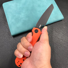 KUBEY KU365B Elang Liner Lock Folding Knife Orange G10 Handle 3.94" Blackwashed Sheepsfoot AUS-10