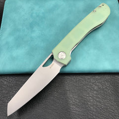 KUBEY KU365C Elang Liner Lock Folding Knife Jade G10 Handle 3.94" Bead Blasted Sheepsfoot AUS-10