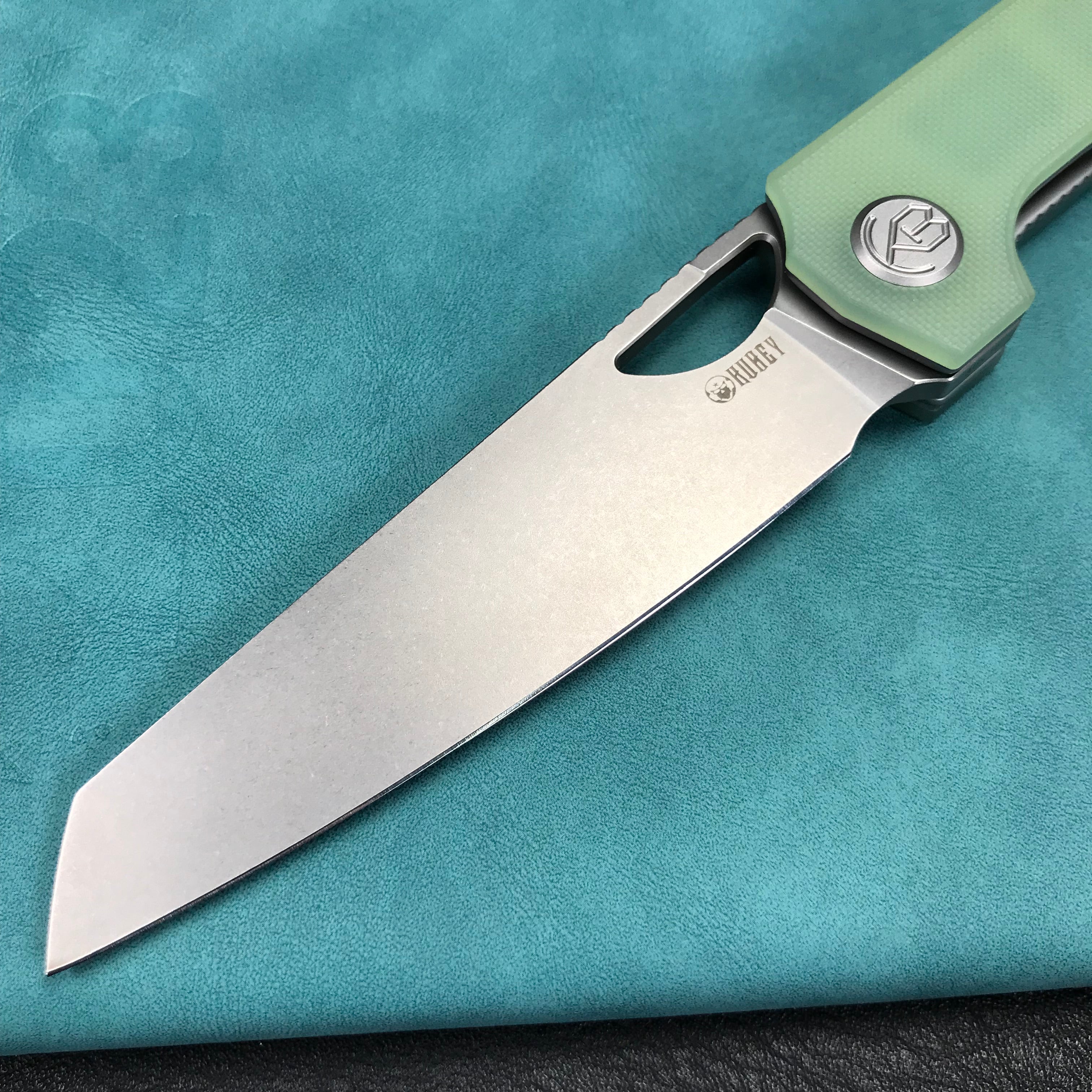 KUBEY KU365C Elang Liner Lock Folding Knife Jade G10 Handle 3.94" Bead Blasted Sheepsfoot AUS-10