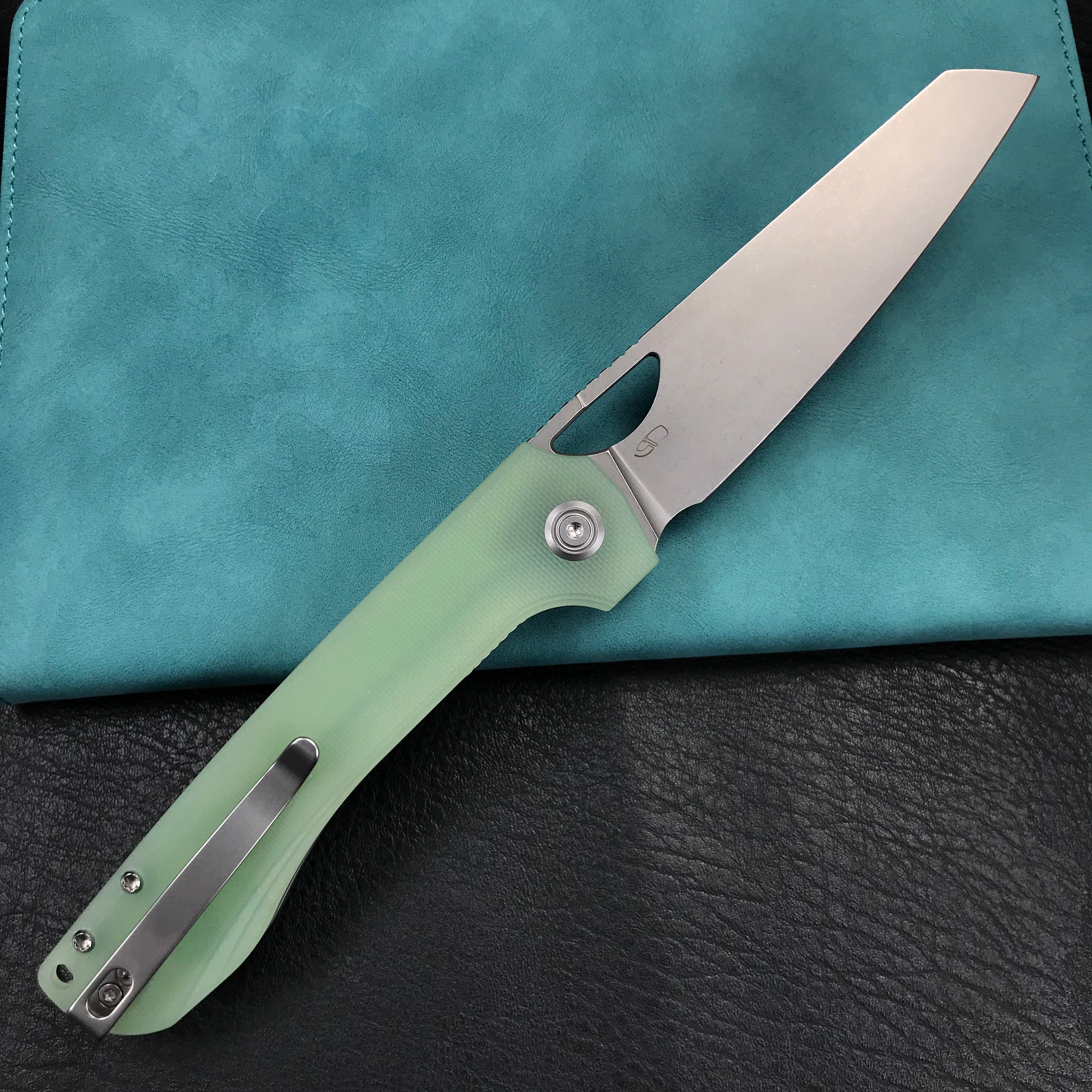 KUBEY KU365C Elang Liner Lock Folding Knife Jade G10 Handle 3.94" Bead Blasted Sheepsfoot AUS-10