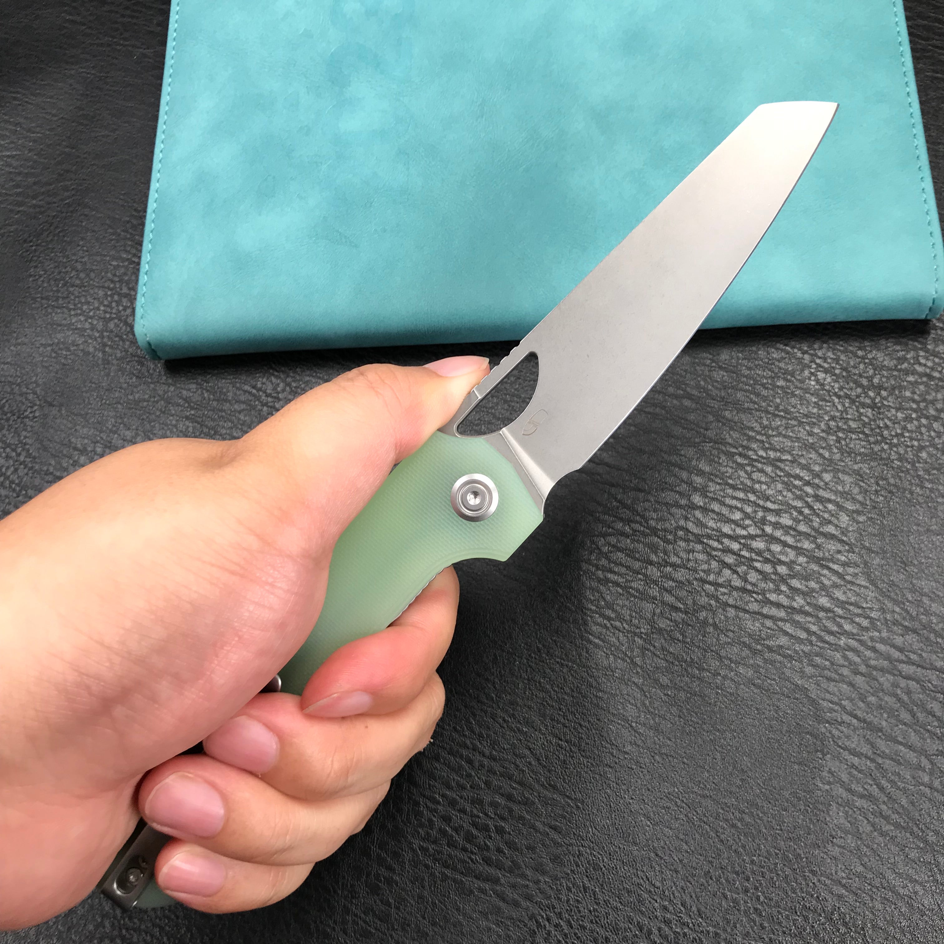 KUBEY KU365C Elang Liner Lock Folding Knife Jade G10 Handle 3.94" Bead Blasted Sheepsfoot AUS-10