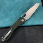 KUBEY KU365E Elang Liner Lock Folding Knife Green Micarta Handle 3.94" Bead Blasted Sheepsfoot AUS-10