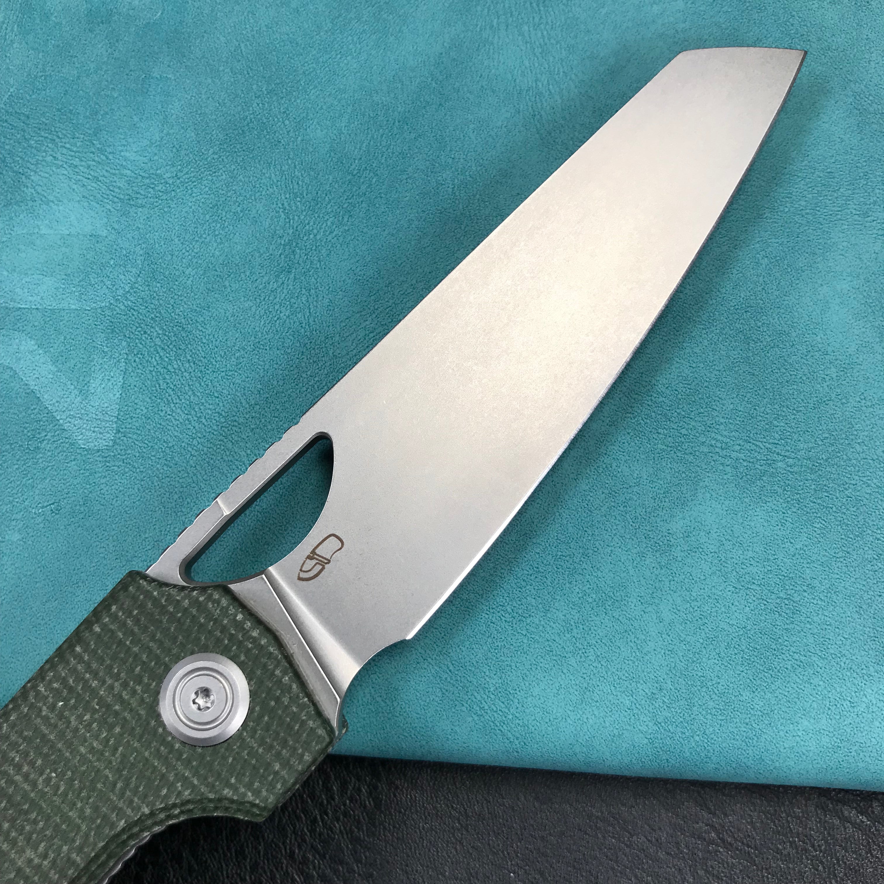 KUBEY KU365E Elang Liner Lock Folding Knife Green Micarta Handle 3.94" Bead Blasted Sheepsfoot AUS-10