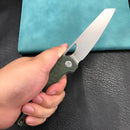 KUBEY KU365E Elang Liner Lock Folding Knife Green Micarta Handle 3.94" Bead Blasted Sheepsfoot AUS-10