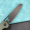 KUBEY KU365F Elang Liner Lock Folding Knife Green Micarta Handle 3.94" Blackwashed Sheepsfoot AUS-10