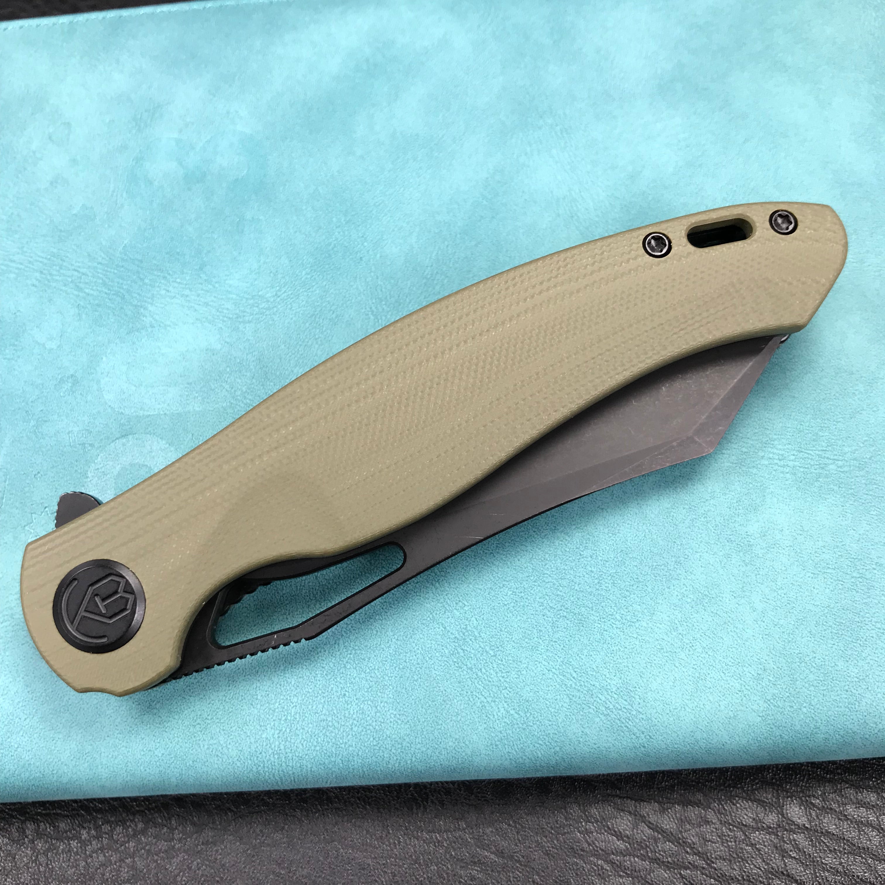 KUBEY  KU239B Drake Liner Lock Folding Knife green  G10 Handle 3.74''Dark Stonewashed  AUS-10